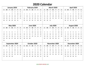 Free 2020 Printable Calendar - Create Editable Yearly