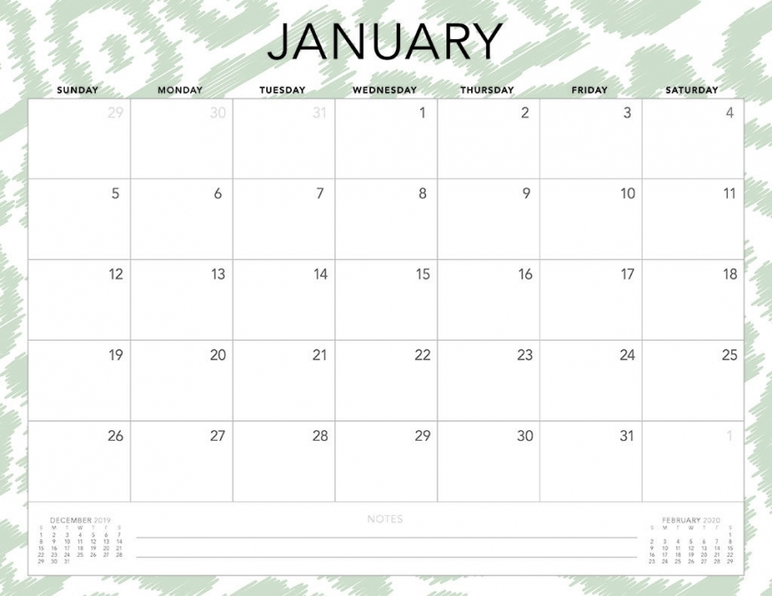 2020 Calendar Printable Monthly