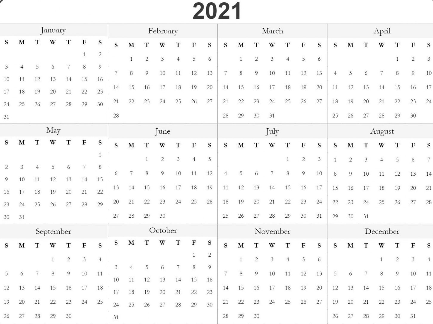Weekly Calendar Printable 2021