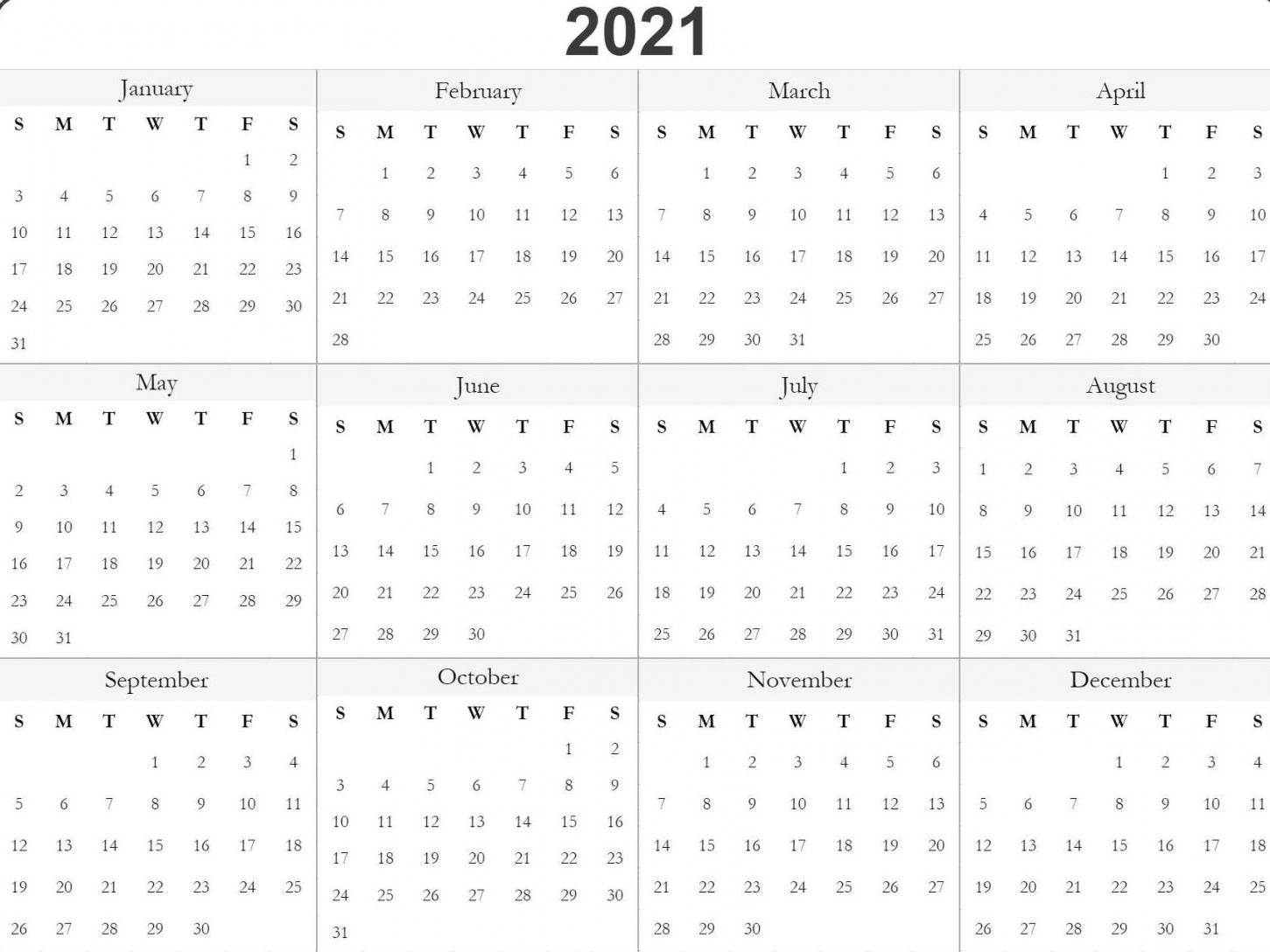 Free 2021 Printable Monthly Calendar With Holidays Word Pdf