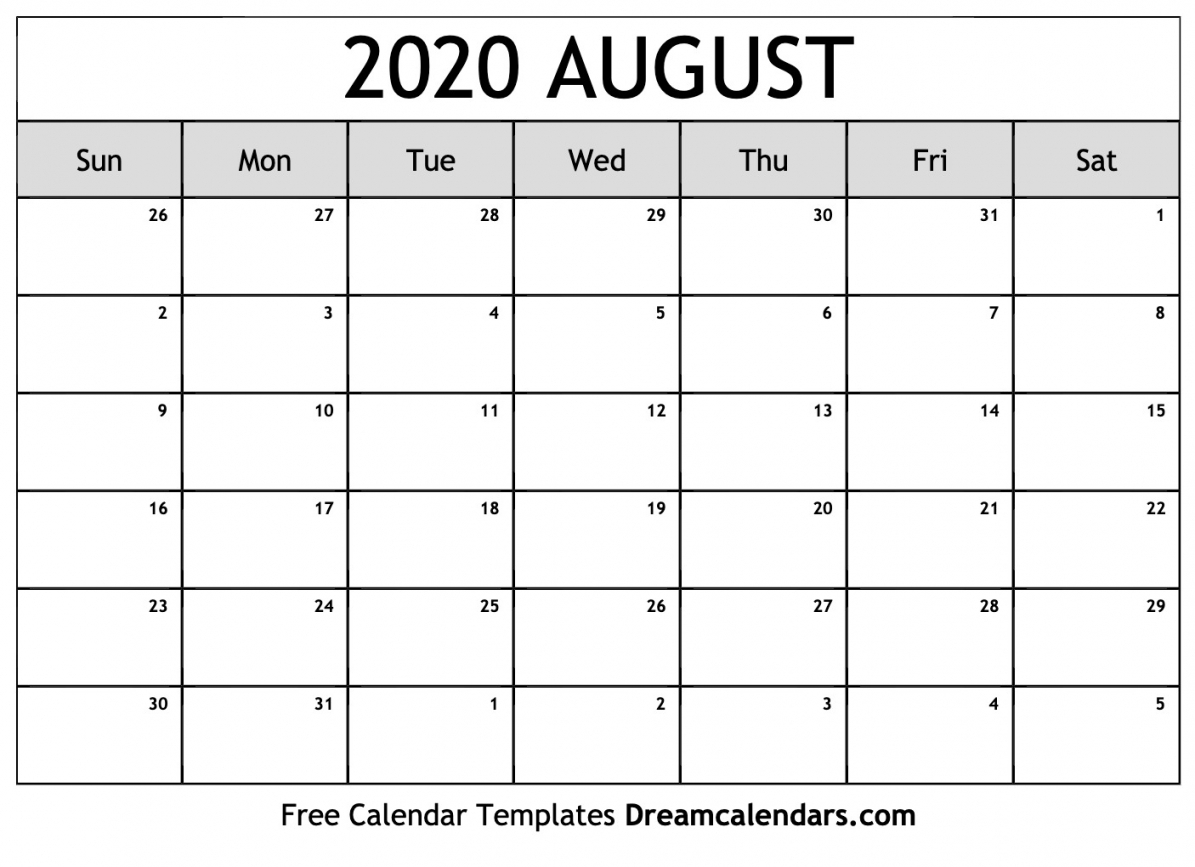 August 2020 Printable Calendar