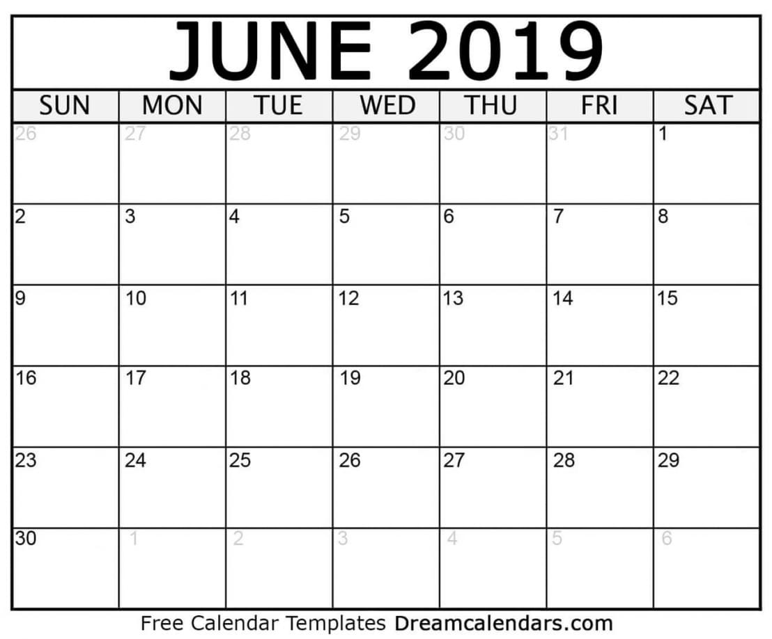 June Calendar Printable