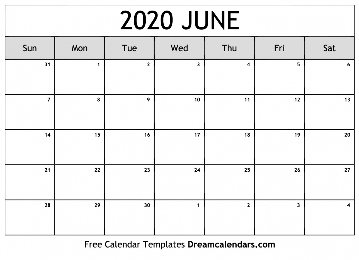 Printable June Calendar 2020 Printable June Calendar 2020