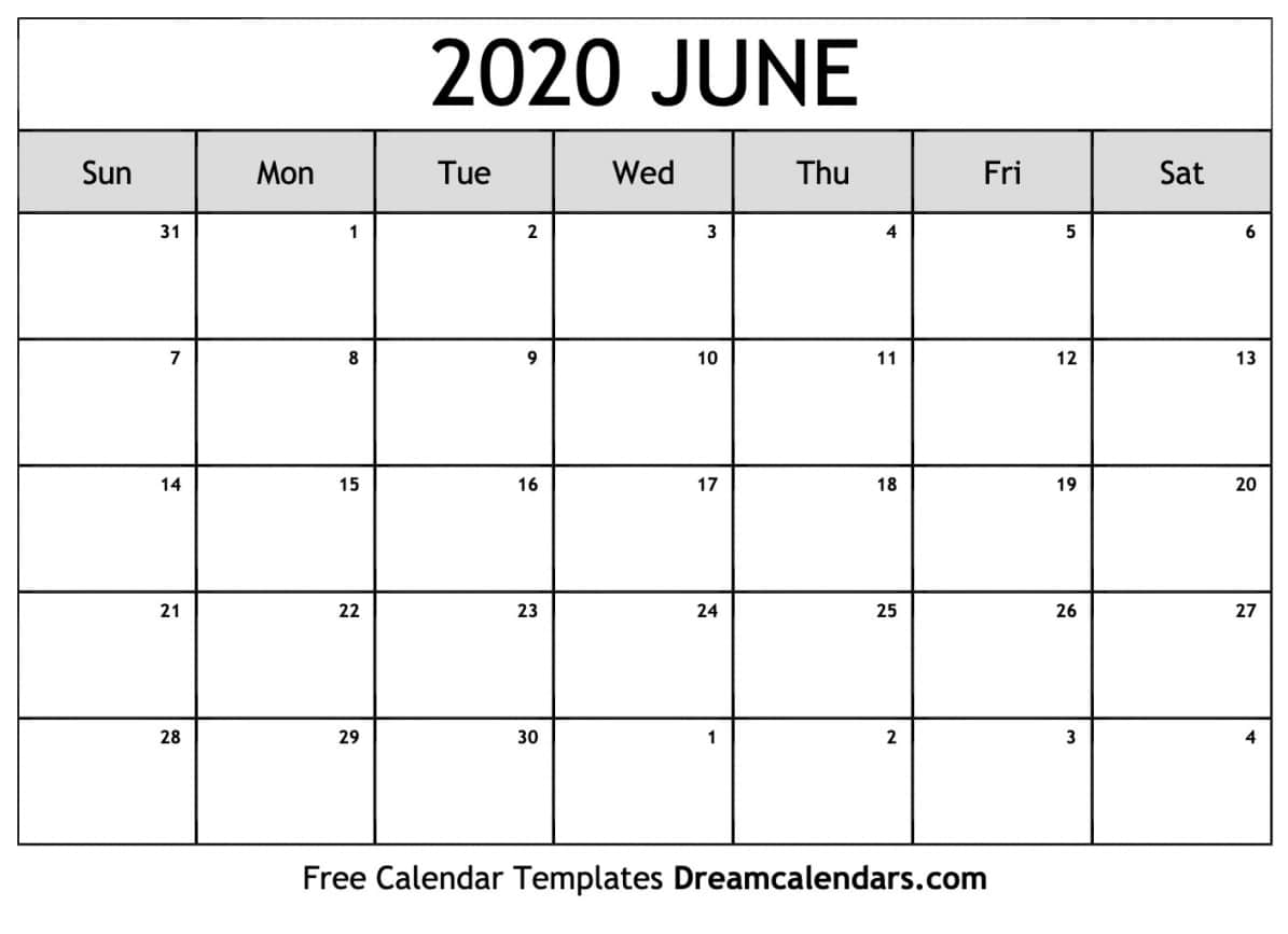 June 2020 Calendar Printable June 2020 Calendar Printable