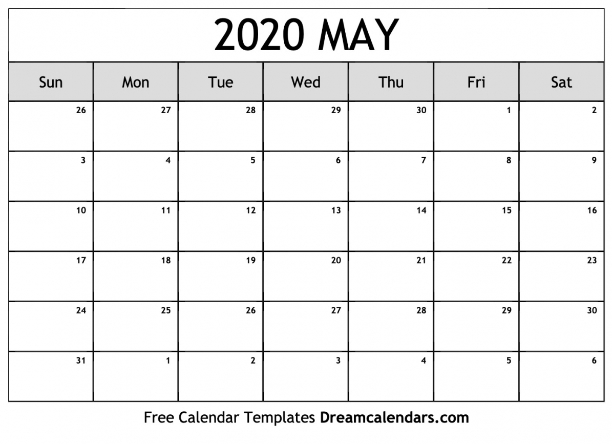 May 2020 Calendar Printable