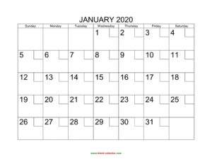 Free Download Printable Calendar 2020 With Check Boxes