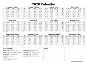 Free Download Printable Calendar 2020 With Us Federal