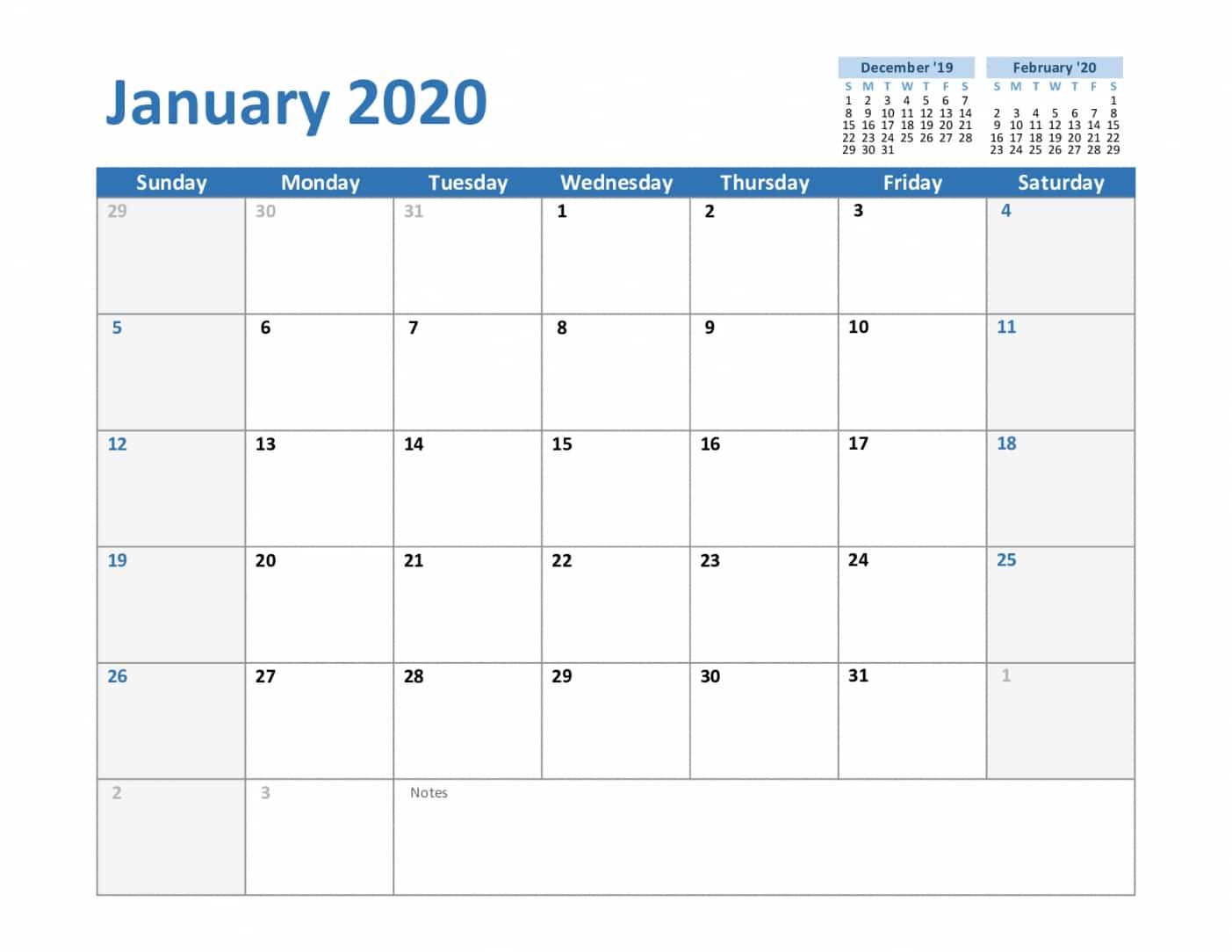 Word Printable Calendar 2020 Word Printable Calendar 2020