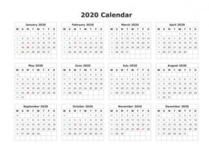 Free Printable 2020 Calendar – One Page Template