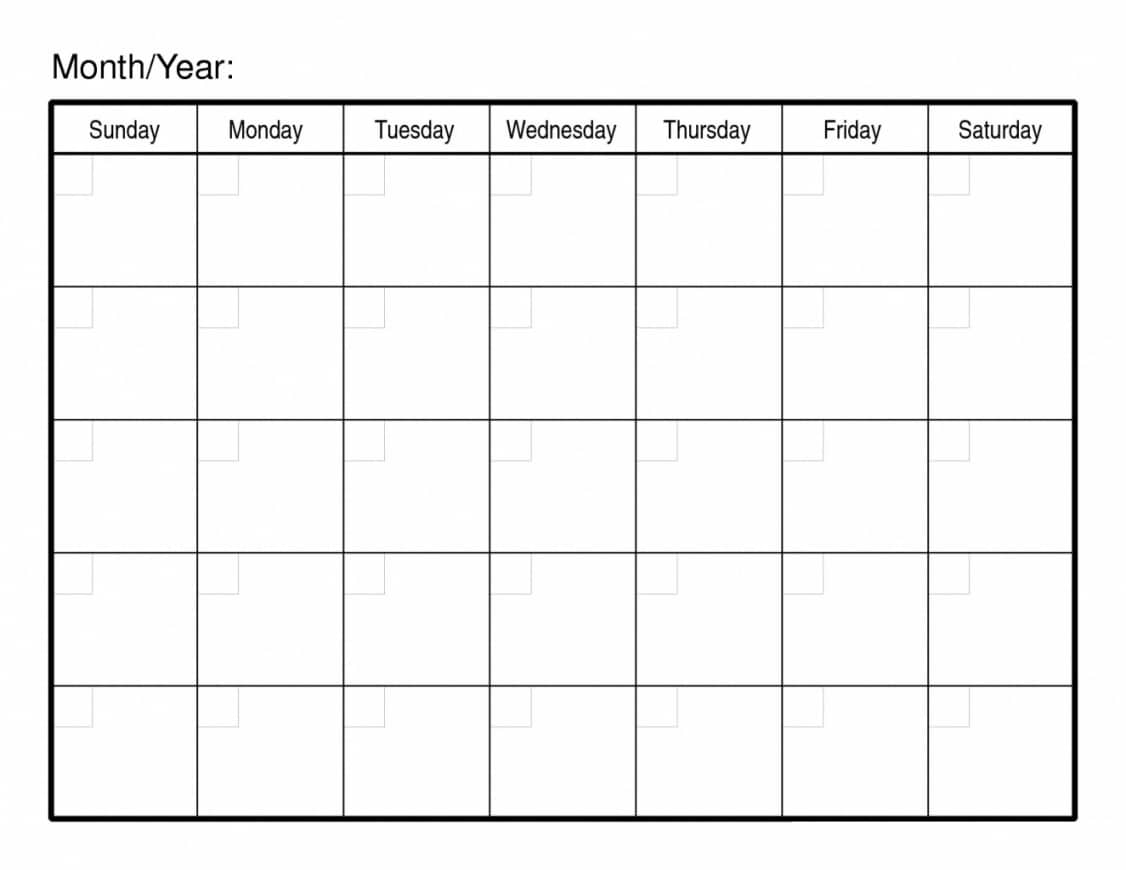 Blank 30 Day Calendar Template