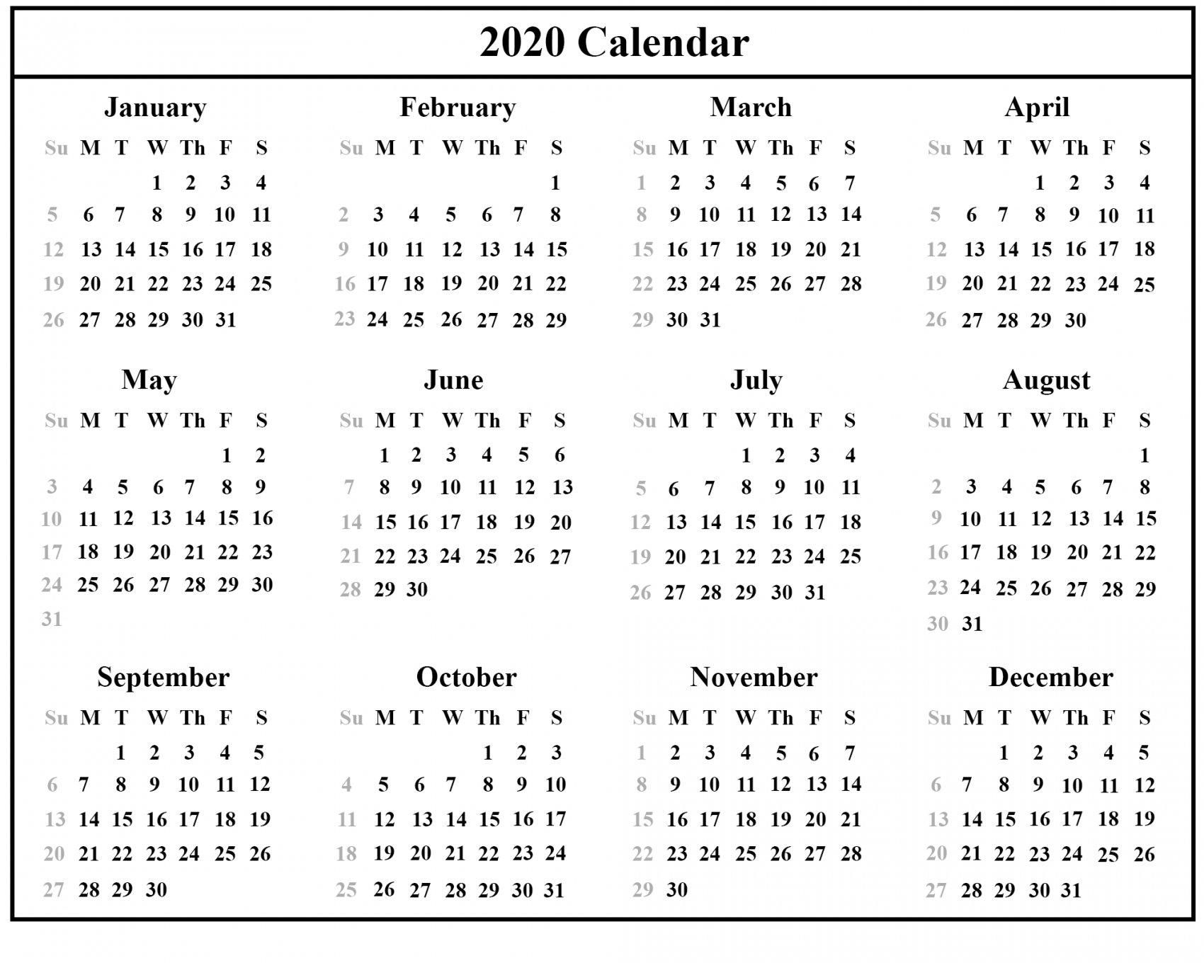 Free Printable Australia Calendar 2020 In Pdf, Excel &amp; Word