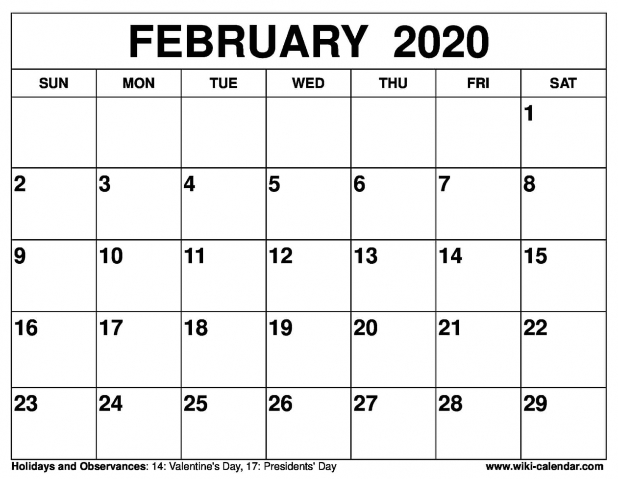 2020 Calendar February Printable 2020 Calendar February Printable