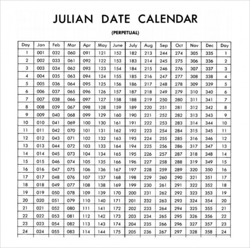 Printable Julian Calendar 2020