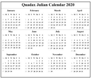 Free Printable Julian Calendar 2020 Template | Printable