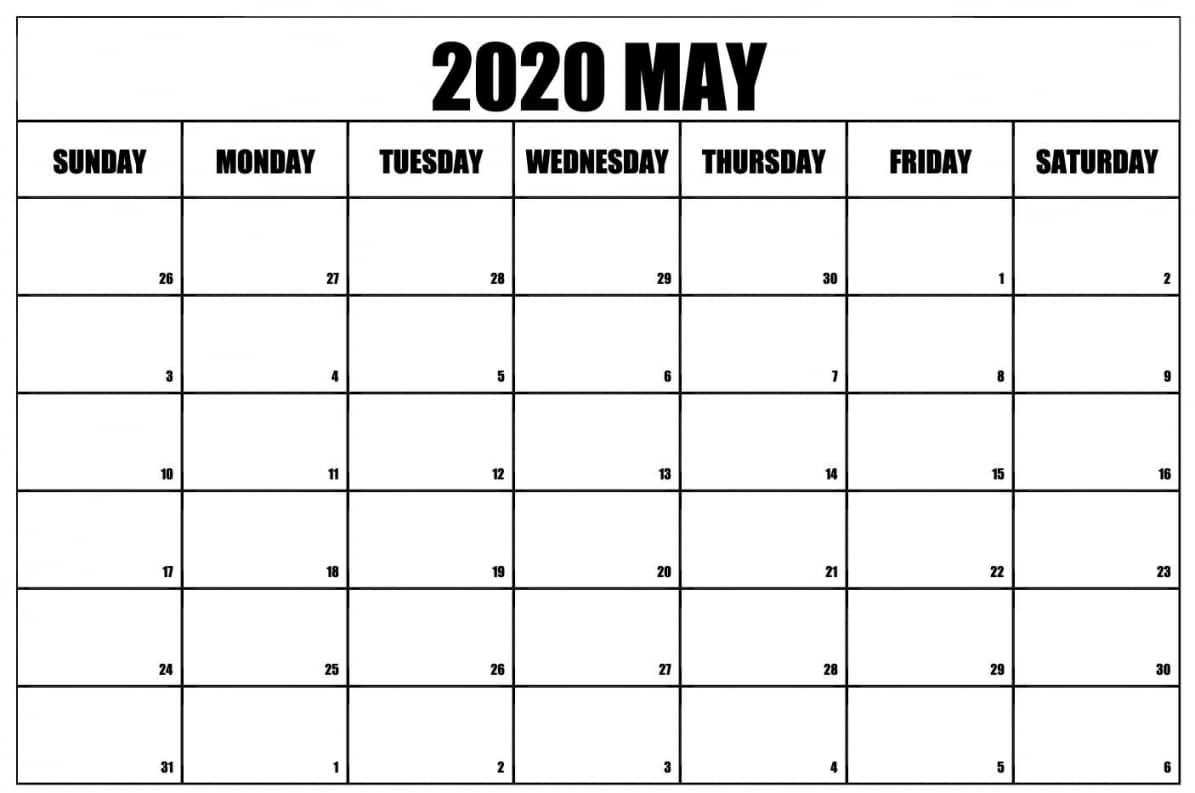 Free Printable May 2020 Calendar | Monthly Calendar Template