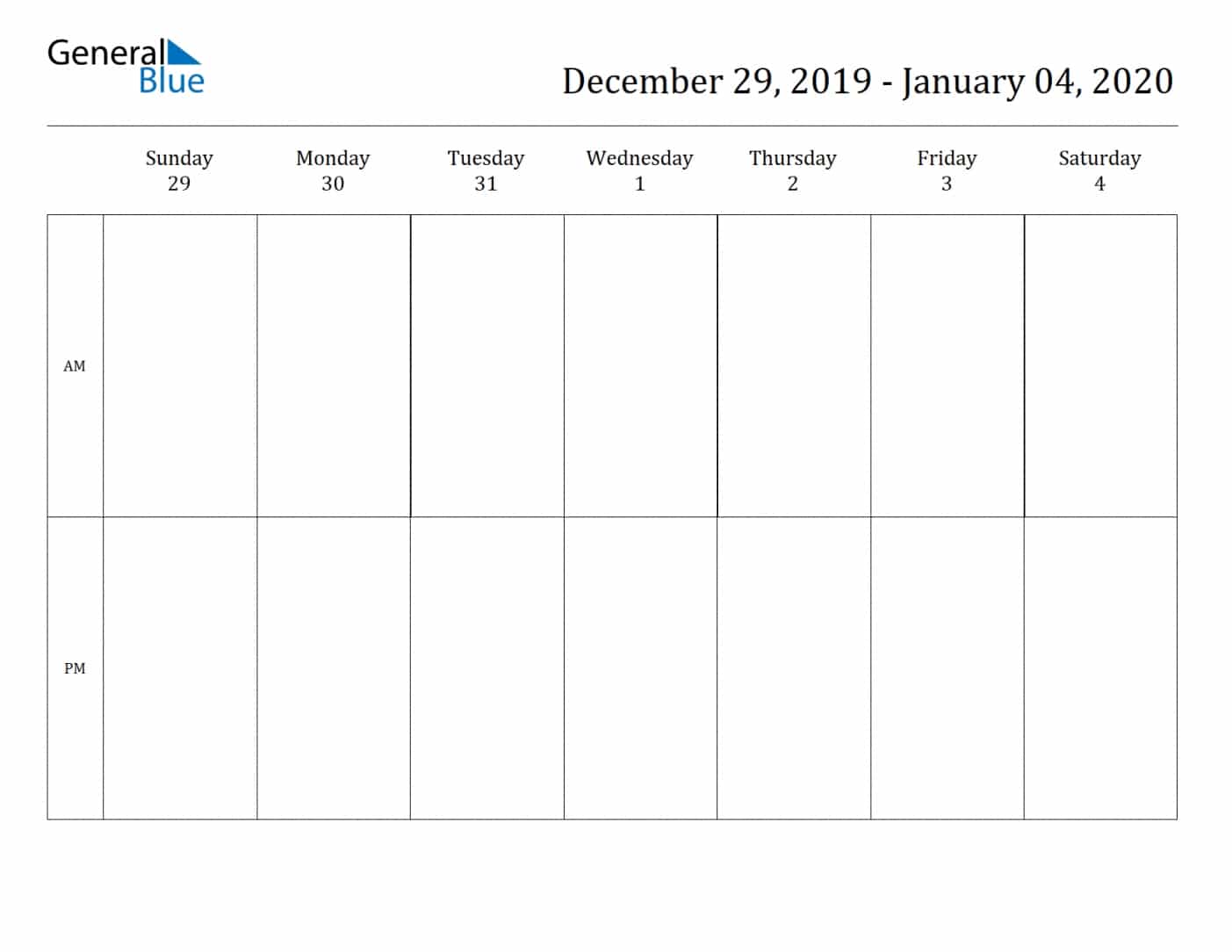 Free Printable Weekly Calendars For 2020 In Pdf Document Format