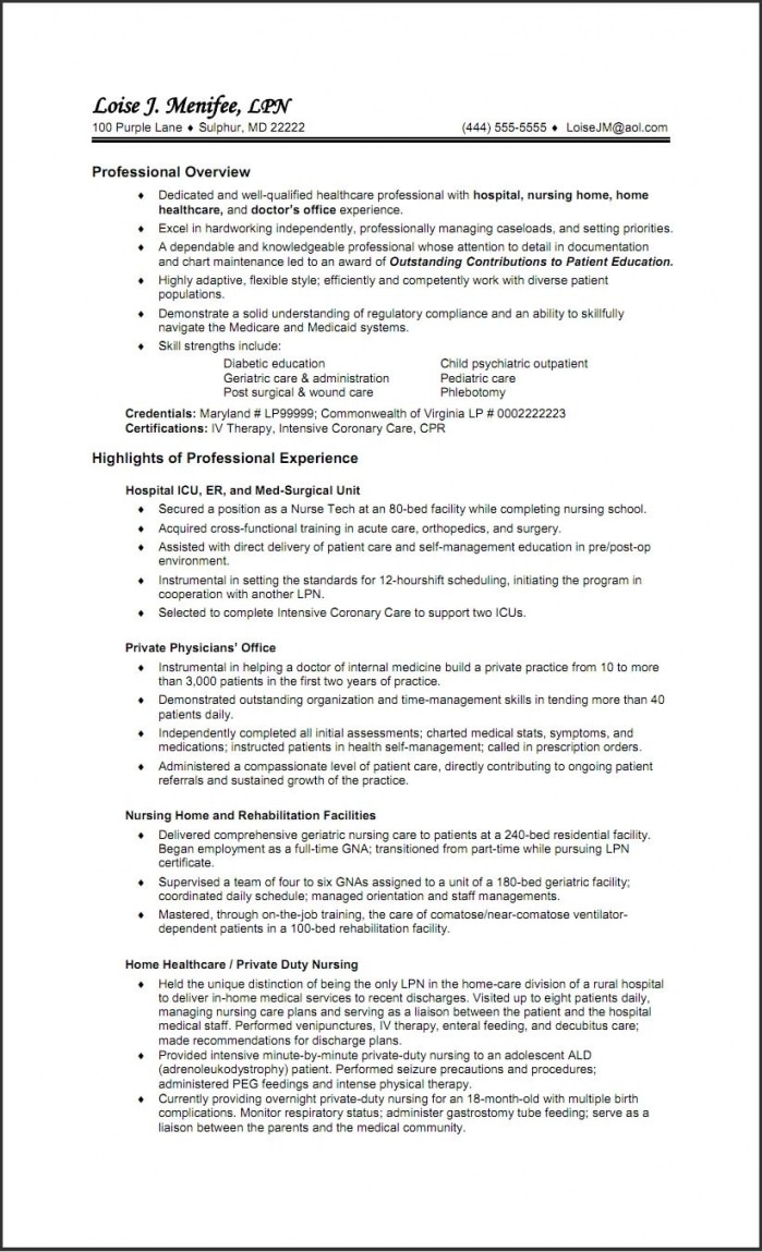 Lpn Resume Example