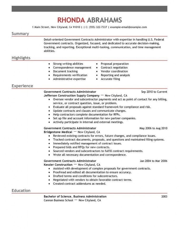 Government Resumes Examples