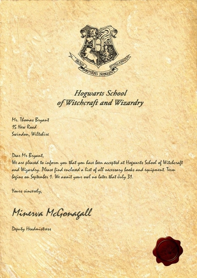 Harry Potter Letter From Hogwarts