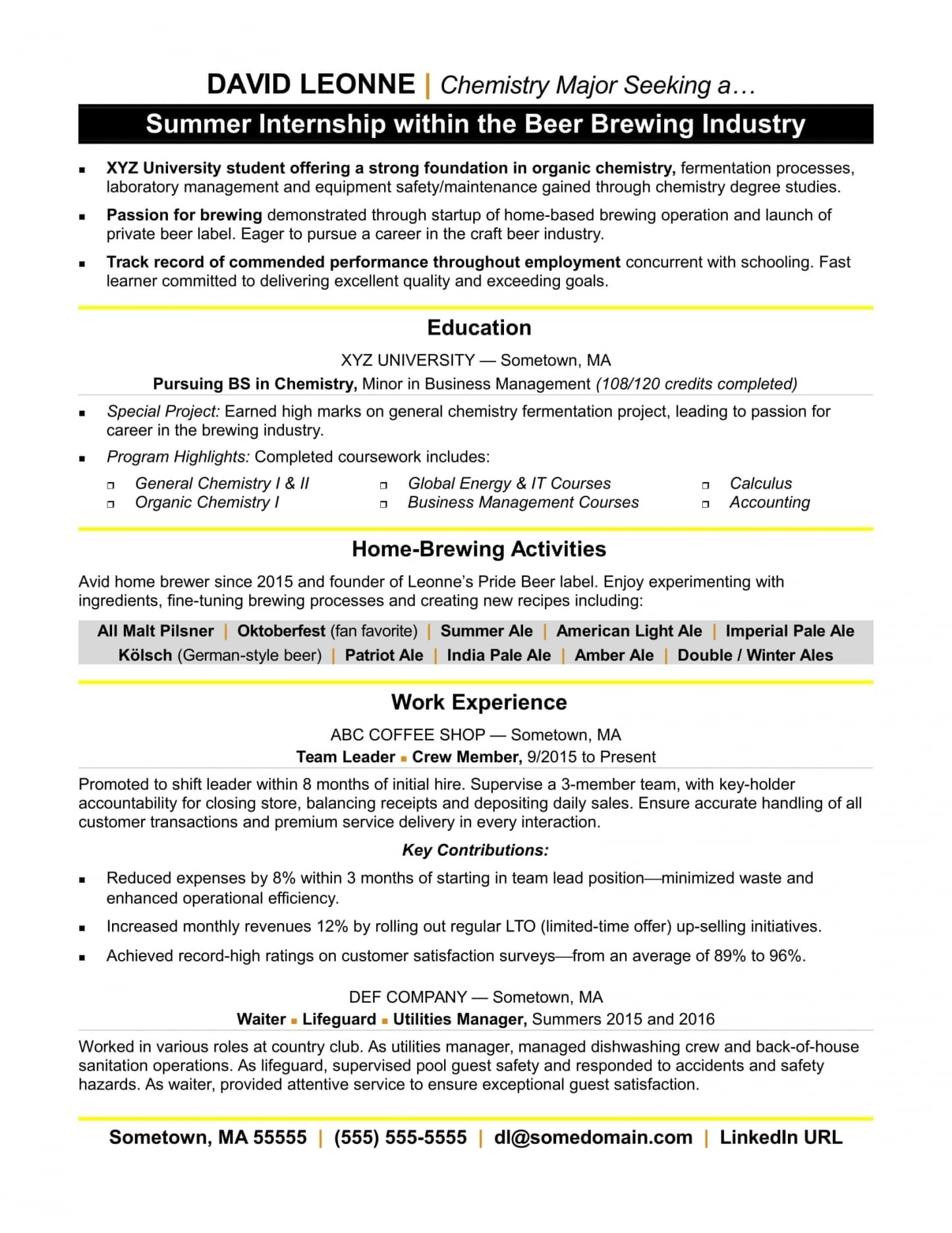 Internship Resume Sample | Monster
