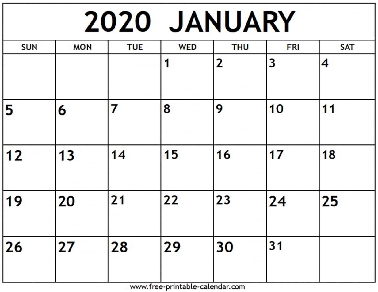 Calendar Free Printable 2020