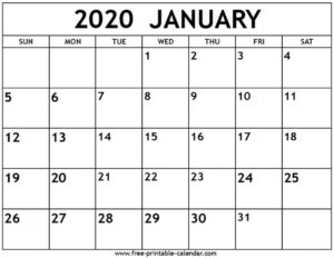 January 2020 Calendar - Free-Printable-Calendar