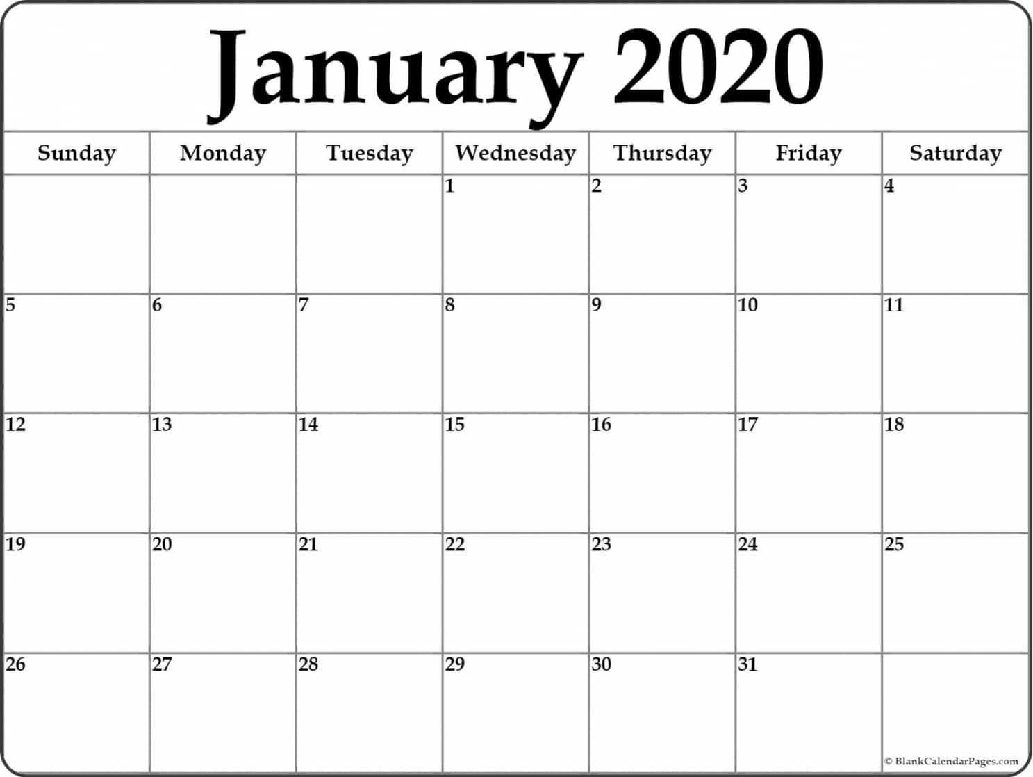 Monthly 2020 Calendar Printable