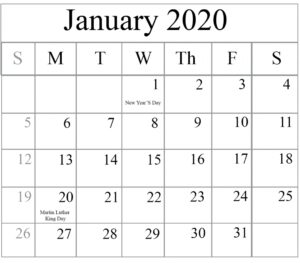 January 2020 Calendar Pdf | Free Printable Calendar