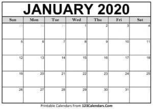 January 2020 Printable Calendar | 123Calendars