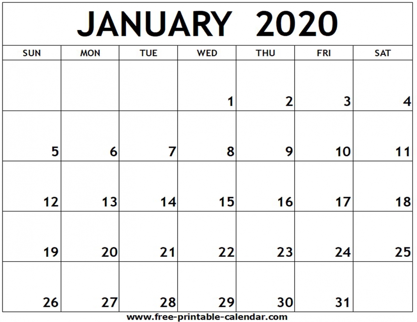 Free Calendar Printable 2020
