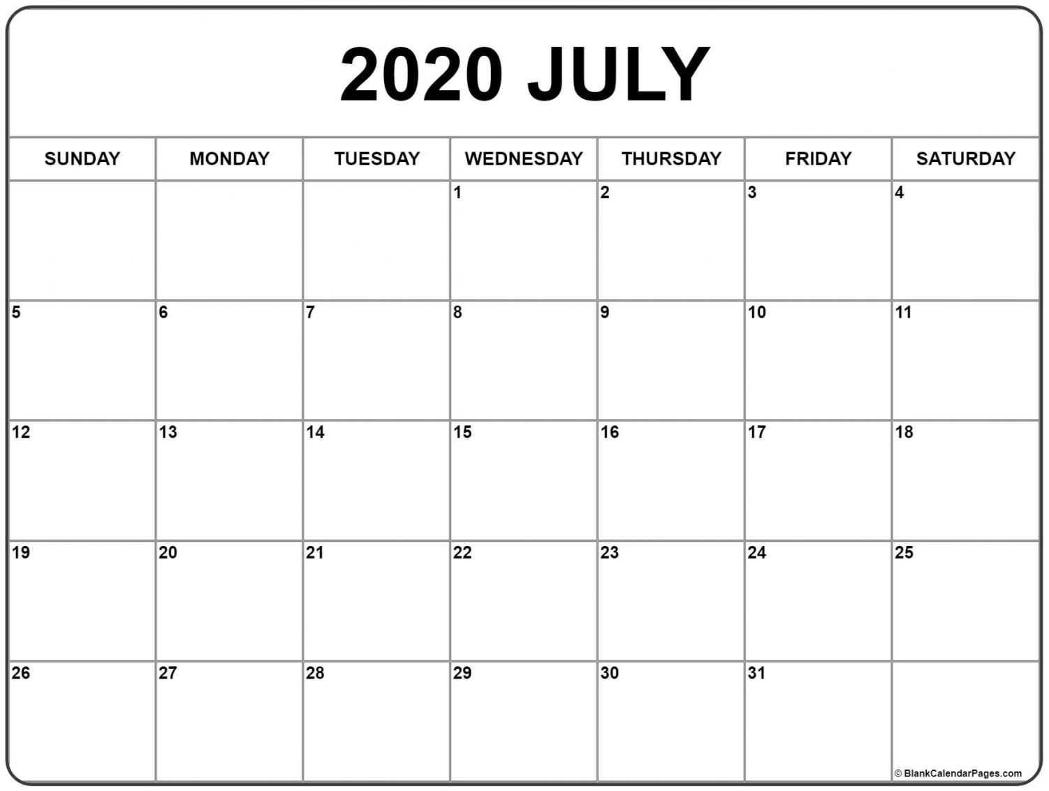 Printable Free Calendar 2020