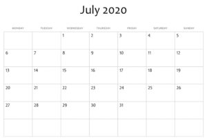 July 2020 Calendar Word | July Calendar, Free Printable