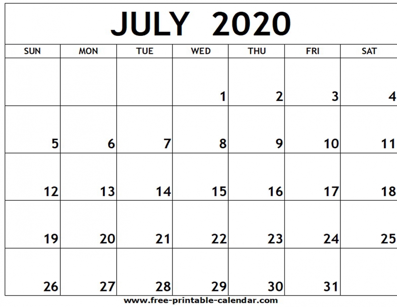 July 2020 Printable Calendar - Free-Printable-Calendar