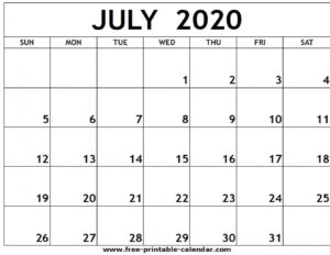 July 2020 Printable Calendar - Free-Printable-Calendar