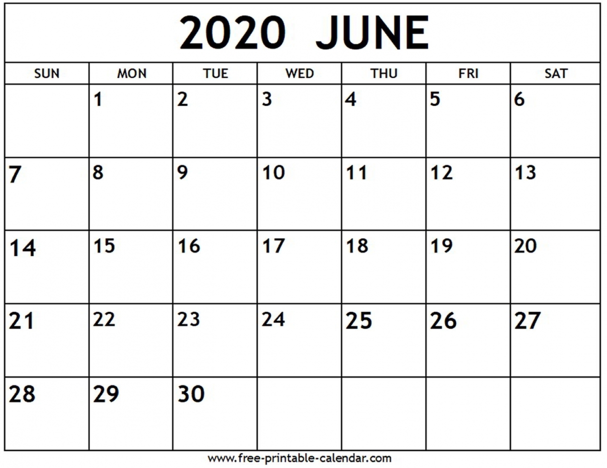 Printable June Calendar 2020 Printable June Calendar 2020