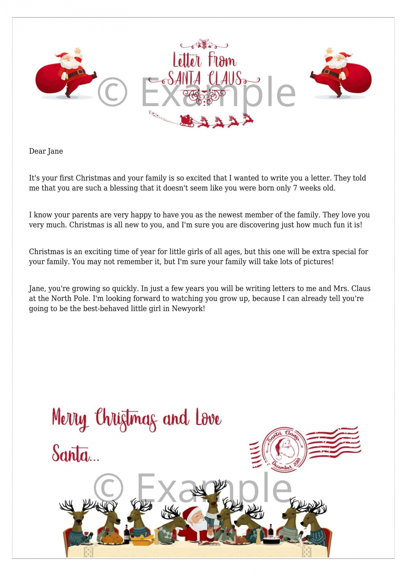 Letter From Santa Example Letter From Santa Example