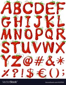 Letters Of The Alphabet With Strawberry Design