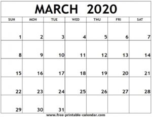 March 2020 Printable Calendar - Free-Printable-Calendar