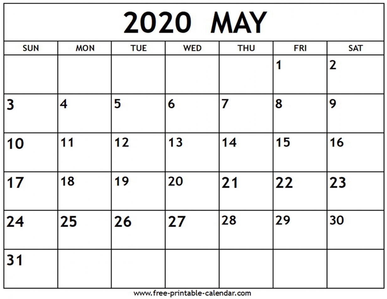 May 2020 Calendar Printable