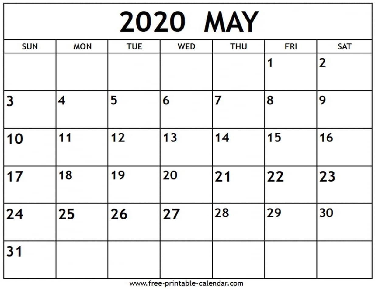 May 2020 Calendar Templates