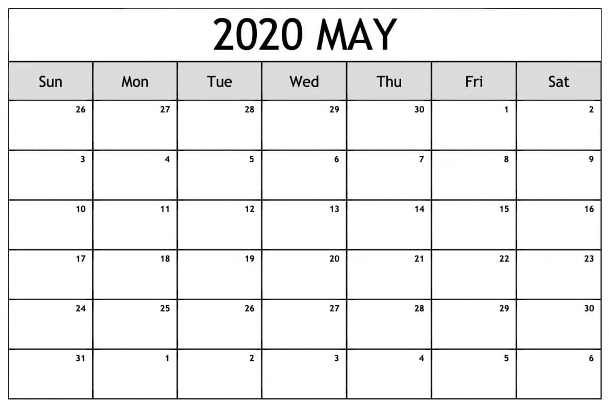 May 2020 Calendar Templates