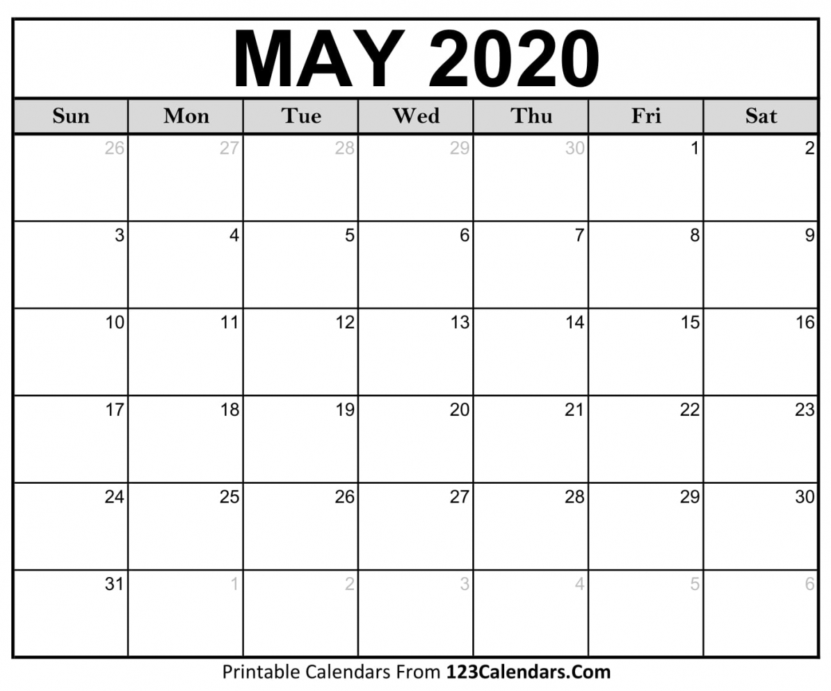 May 2020 Calendar Printable