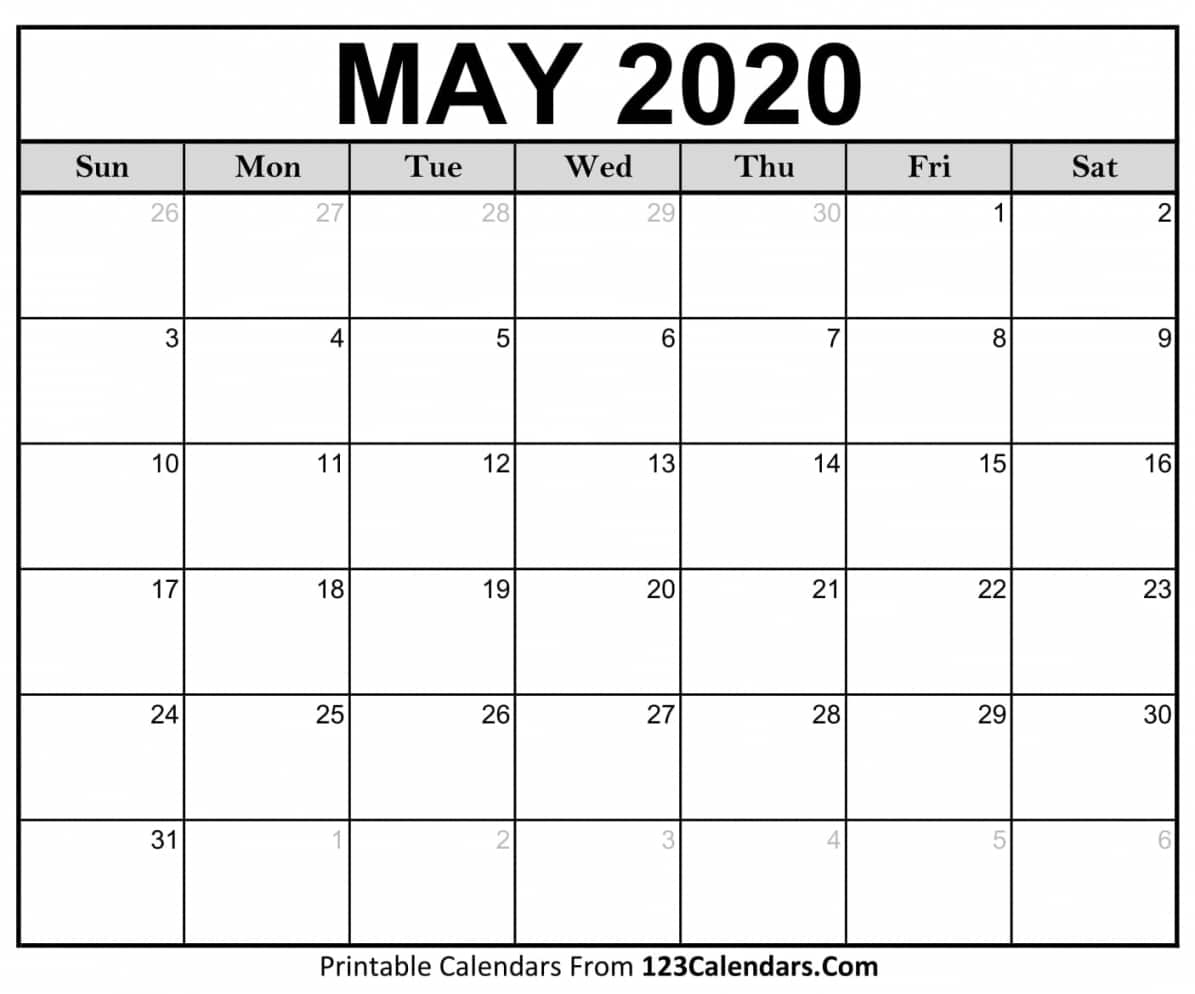 May 2020 Calendar Templates