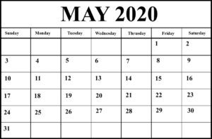 May Calendar 2020 Word | Calendar 2020, Print Calendar
