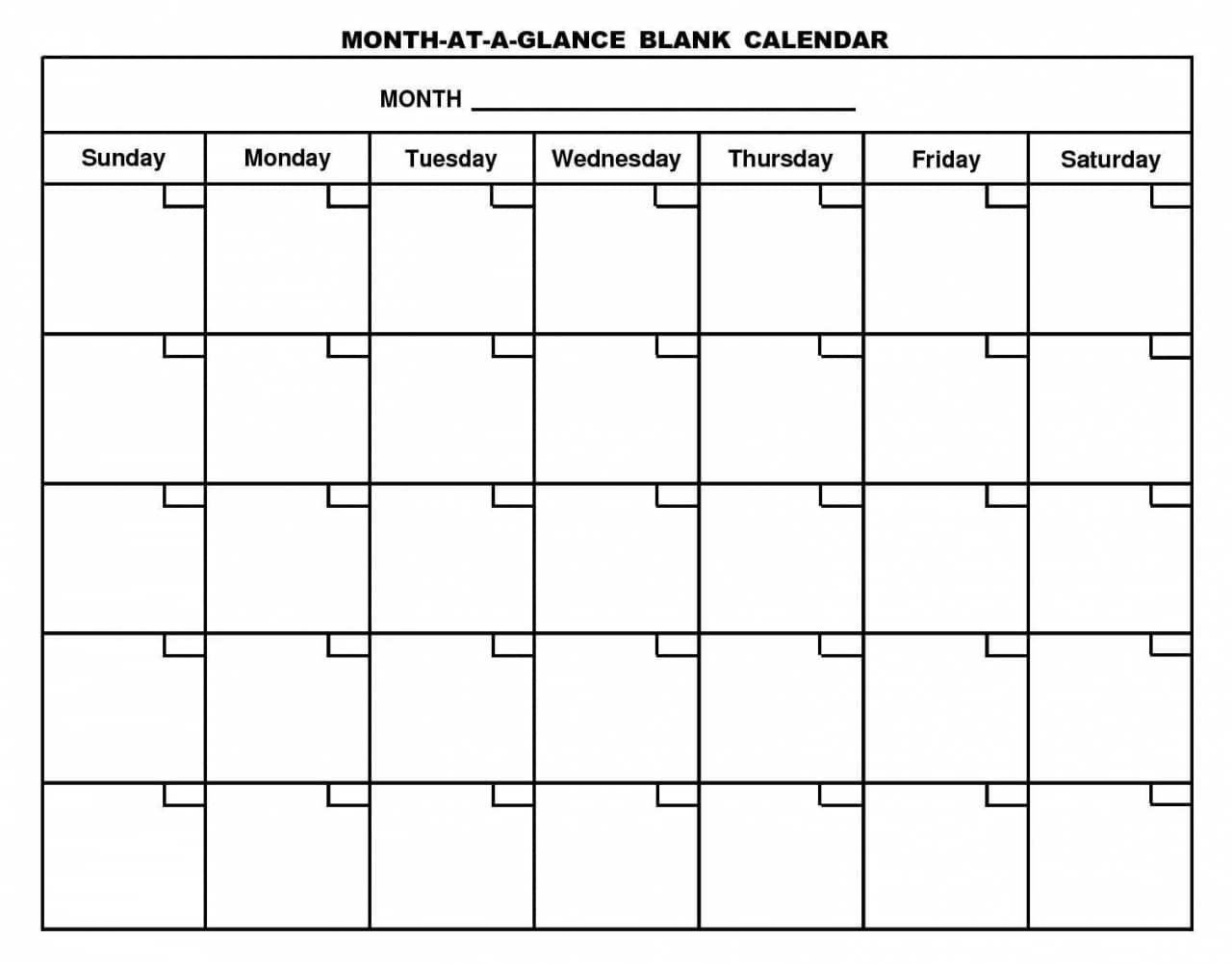Month At A Glance Calendar Printable