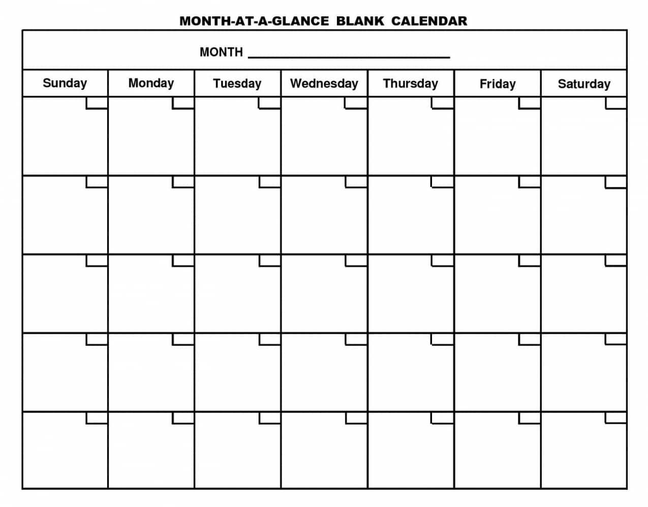 Month At A Glance Calendar Printable