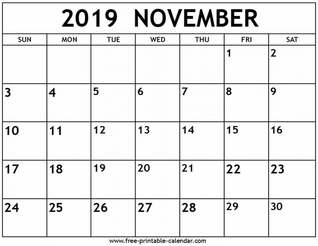 November Calendar Printable