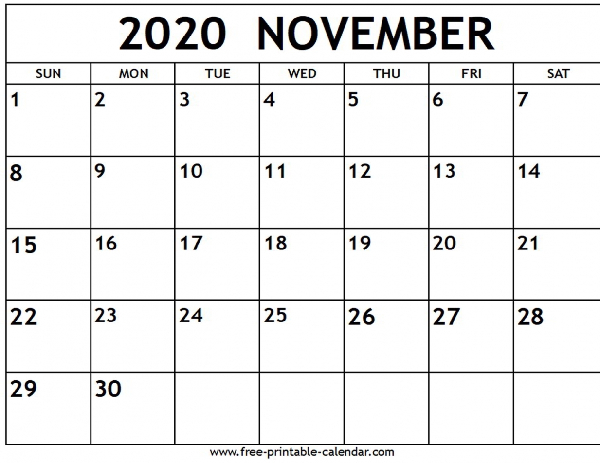 November 2020 Printable Calendar November 2020 Printable Calendar