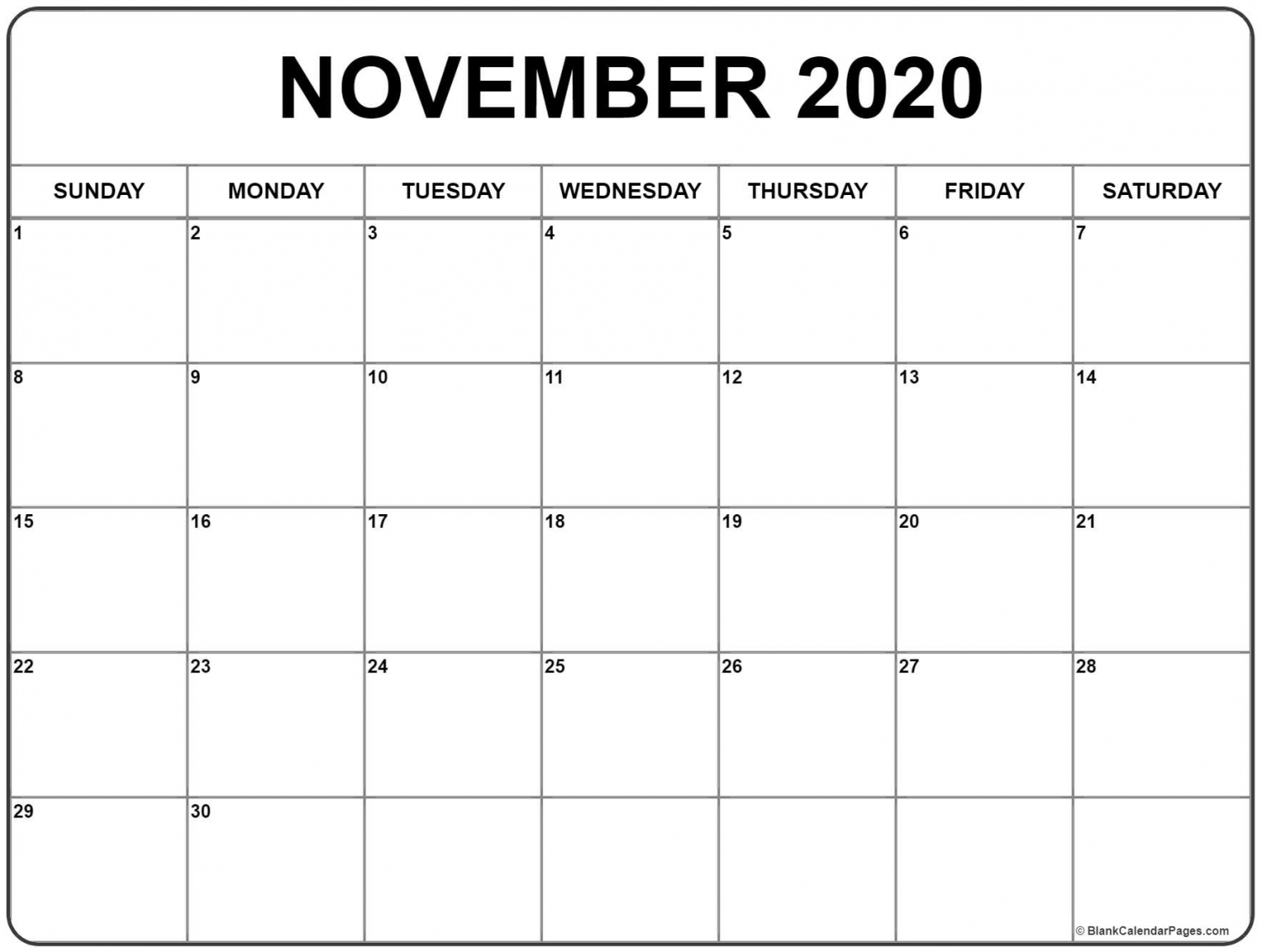 2020 Calendar November Printable 2020 Calendar November Printable
