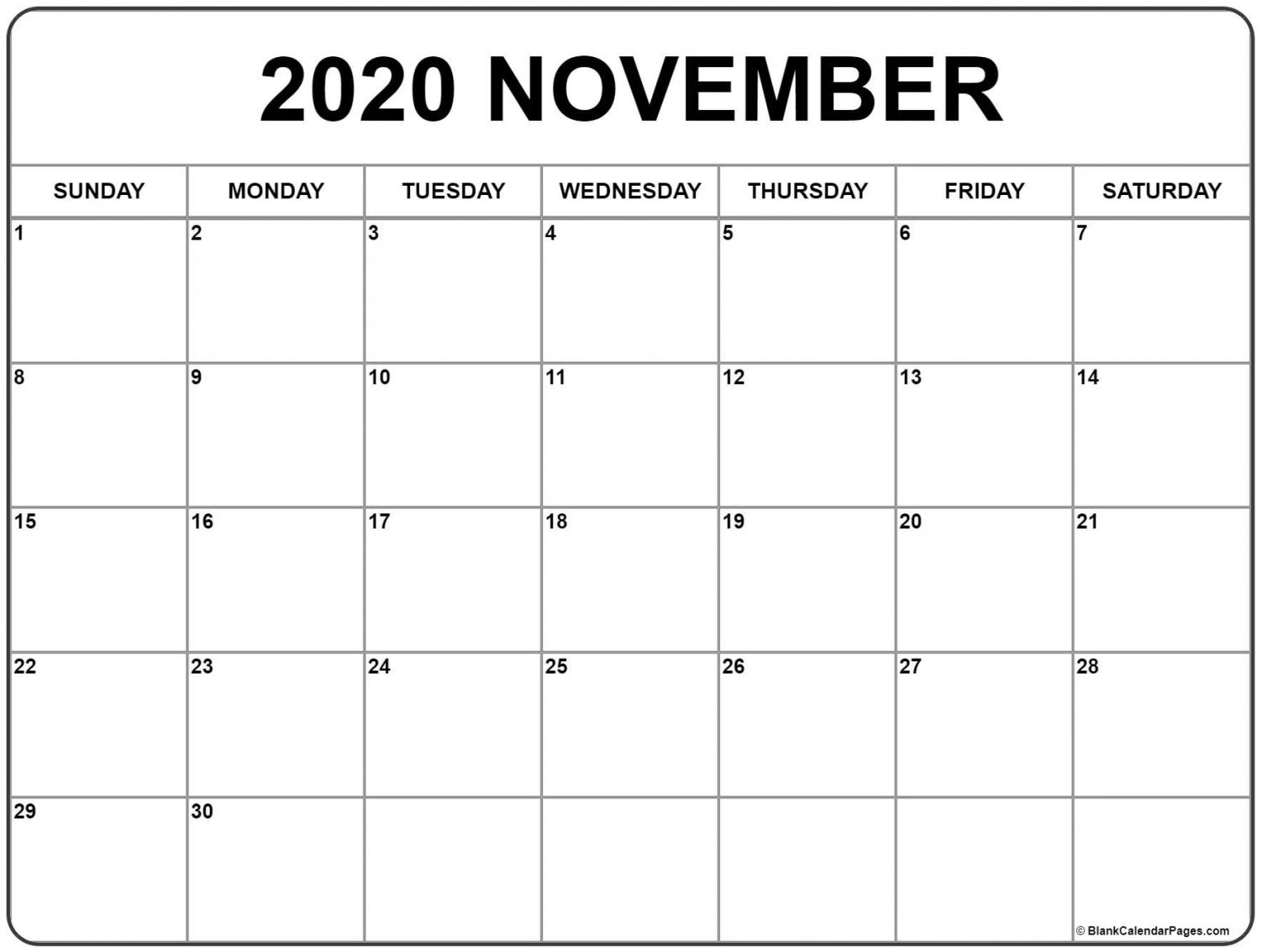 November 2020 Printable Calendar November 2020 Printable Calendar